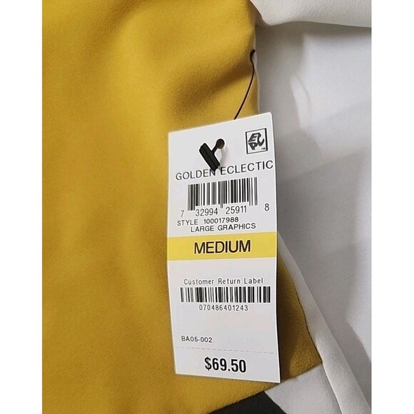 Alfani Women's Medium Button Up Career Shirt Top Black & Geometric Print NWT - Picture 5 of 10